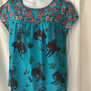 Super Cool Cowboy Print Top